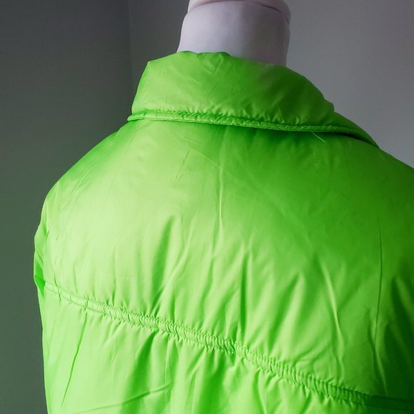 NWT Cropped Puffer Jacket CASSIDY Shacket by ONLY Vibrant Jasmine Green Boxy L - Picture 10 of 12